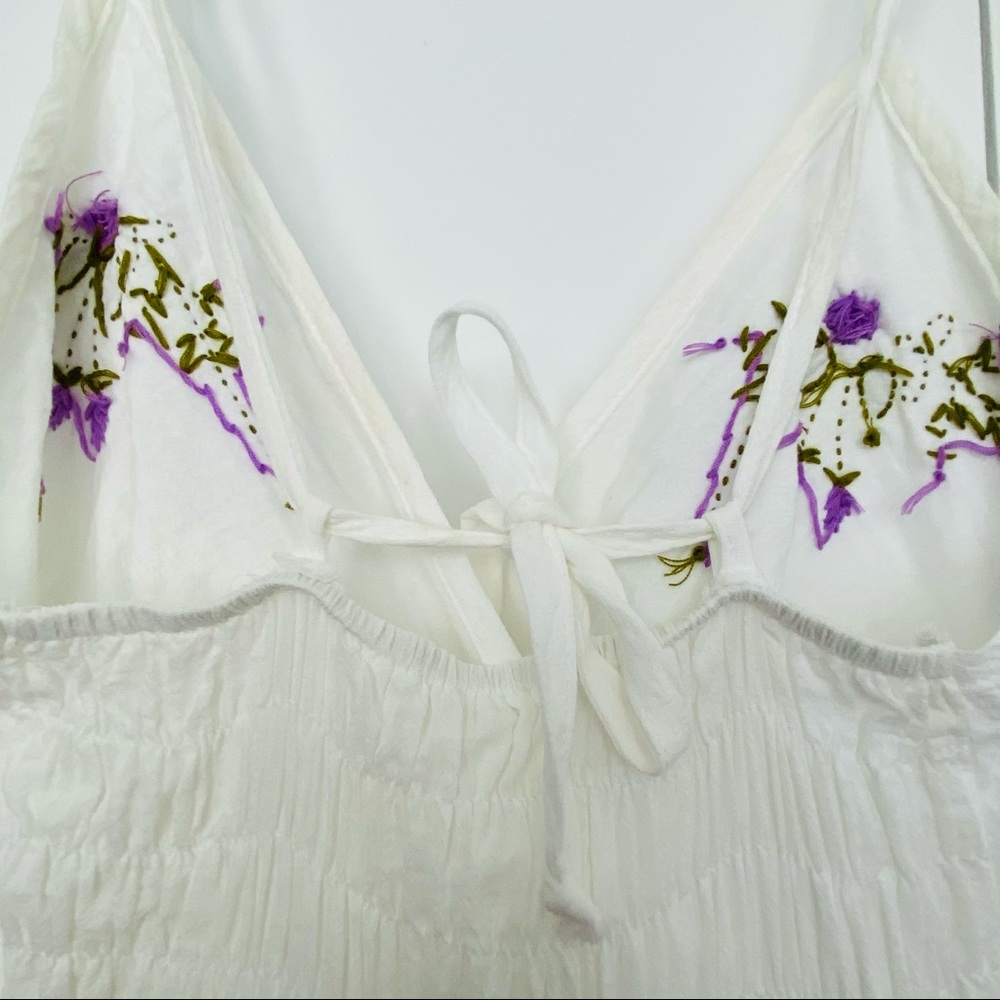 White Cotton Dress with Hand Embroidery - Picture 8 of 12